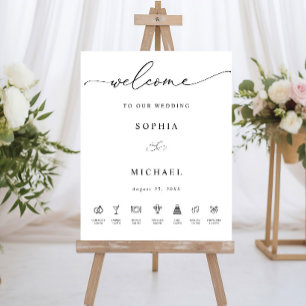 Poster Placa de Boas-Vindas de Casamento Com Cronologia M