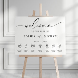 Poster Placa de Boas-Vindas de Casamento Com Cronologia M