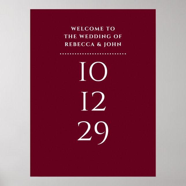 Poster Placa de Boas-Vindas de Casamento com Data Especia (Frente)