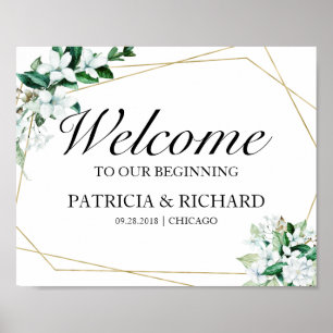Poster Placa de Boas-Vindas de Casamento com Desenho Geom