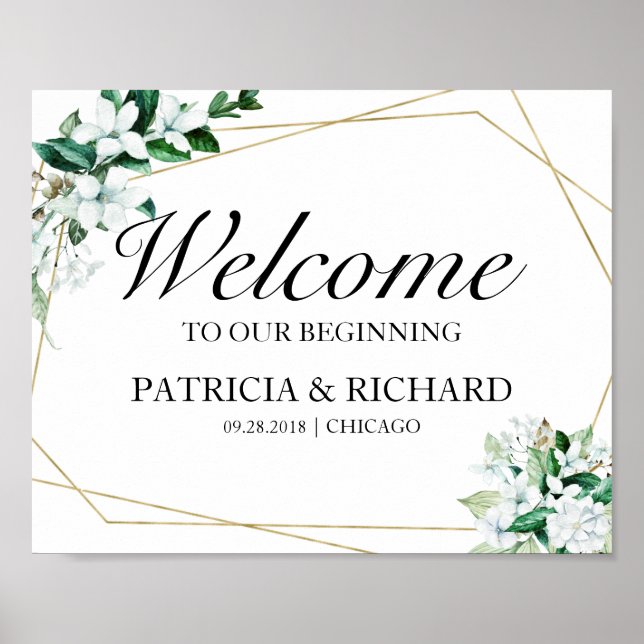 Poster Placa de Boas-Vindas de Casamento com Desenho Geom (Frente)