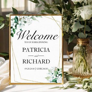 Poster Placa de Boas-Vindas de Casamento com Elegância Ge