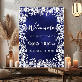 Poster Placa de boas-vindas de casamento com flocos de ne
