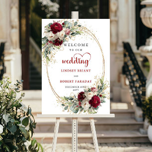 Poster Placa de boas-vindas de casamento com flores de ou