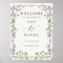Placa de Boas-Vindas de Casamento com Flores Silve