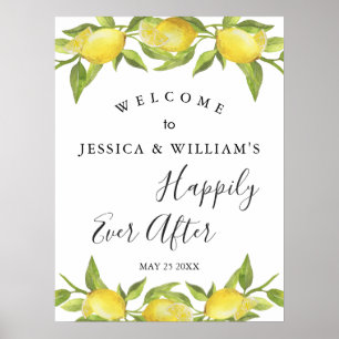 Poster Placa de Boas-Vindas de Casamento com Folhagem de 