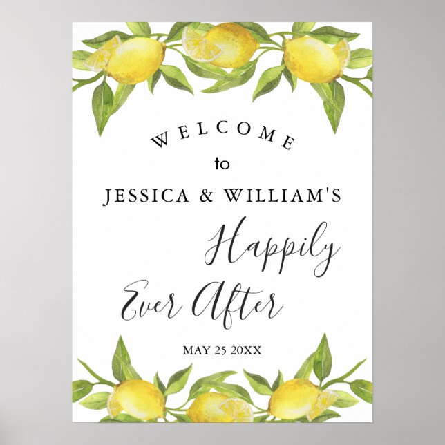 Poster Placa de Boas-Vindas de Casamento com Folhagem de  (Frente)