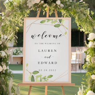 Poster Placa de Boas-Vindas de Casamento com Folhagem Dou