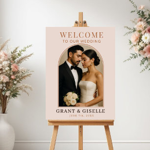 Poster Placa de Boas-Vindas de Casamento com Foto de Arco