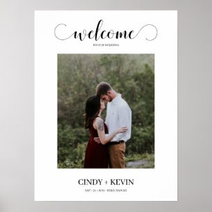 Poster Placa de Boas-Vindas de Casamento com Foto de Letr