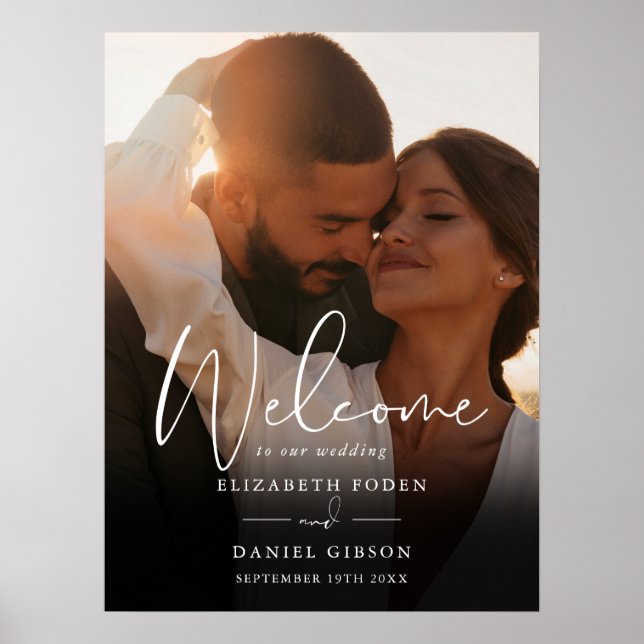 Poster Placa de Boas-Vindas de Casamento com Foto em Letr (Frente)