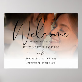 Poster Placa de Boas-Vindas de Casamento com Foto em Letr