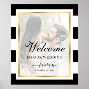 Poster Placa de Boas-Vindas de Casamento com Foto Listras