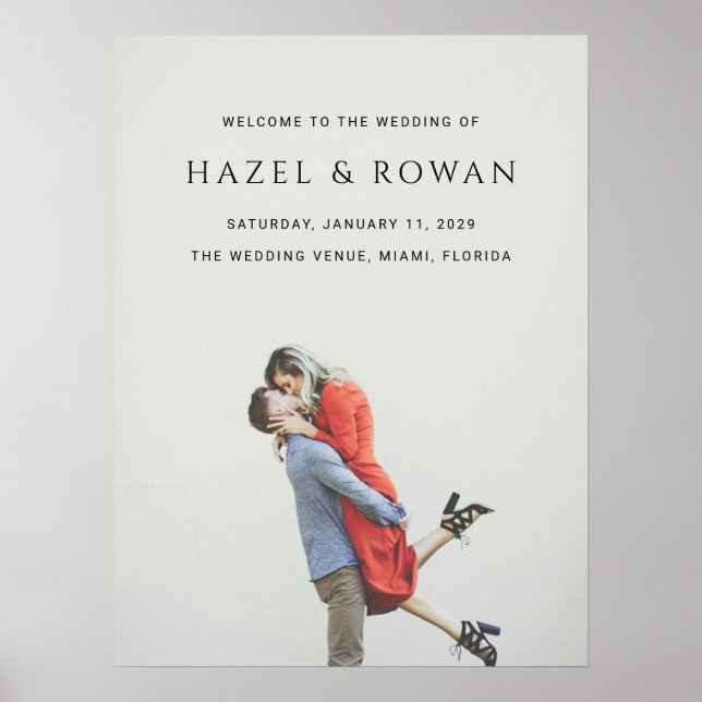 Poster Placa de Boas-Vindas de Casamento com Foto Simples (Frente)