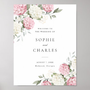 Poster Placa de Boas-Vindas de Casamento com Hortênsia Ro