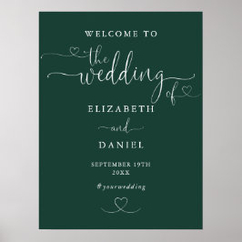Poster Placa de Boas-Vindas de Casamento com Letra de Cor