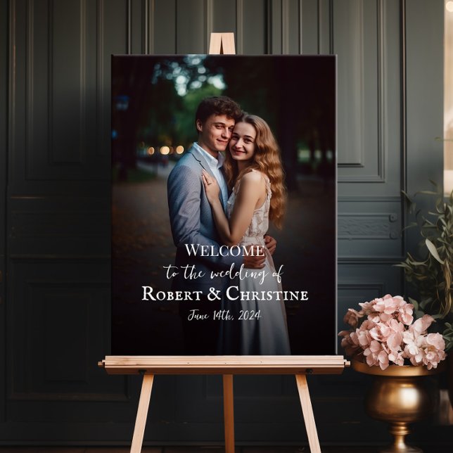 Poster Placa de boas-vindas de casamento com letra elegan (Criador carregado)