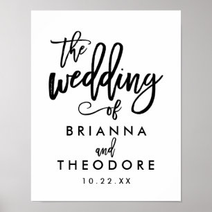 Póster Placa de Boas-Vindas de Casamento com Letreiro Chi
