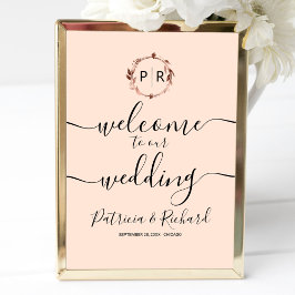 Poster Placa de Boas-Vindas de Casamento com Monograma