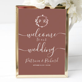 Poster Placa de Boas-Vindas de Casamento com Monograma em