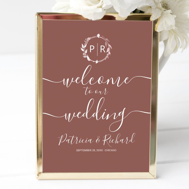 Poster Placa de Boas-Vindas de Casamento com Monograma em (Criador carregado)