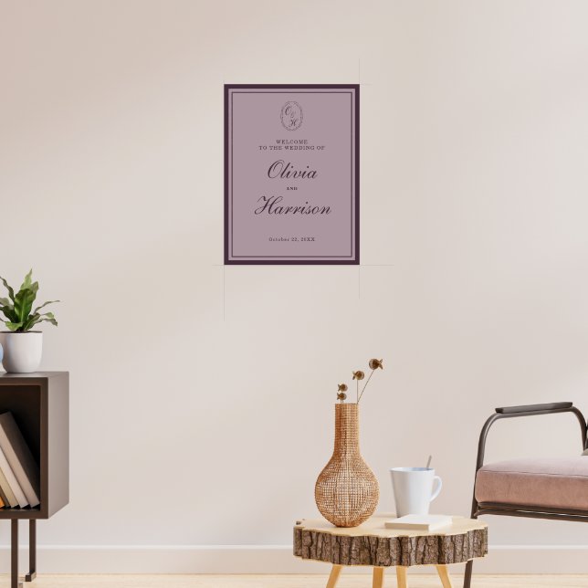Poster Placa de Boas-Vindas de Casamento com Monograma em (Sala de Estar 3)