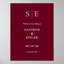 Placa de Boas-Vindas de Casamento com Monograma em