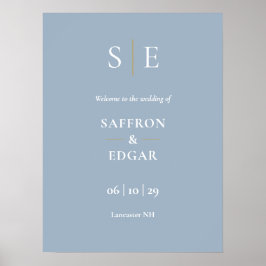 Poster Placa de Boas-Vindas de Casamento com Monograma em