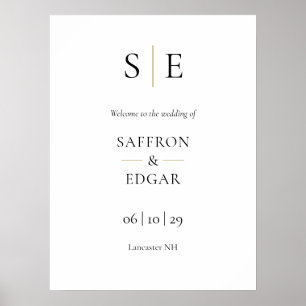 Poster Placa de Boas-Vindas de Casamento com Monograma Pr