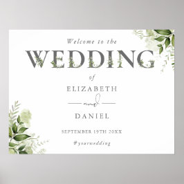 Poster Placa de Boas-Vindas de Casamento com Tipografia F