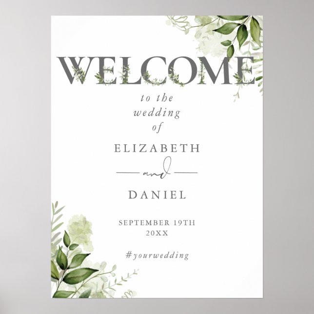 Poster Placa de Boas-Vindas de Casamento com Tipografia F (Frente)