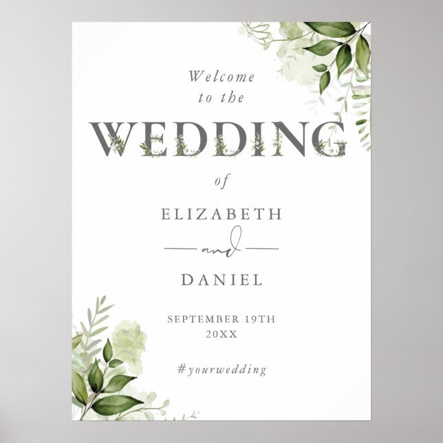 Poster Placa de Boas-Vindas de Casamento com Tipografia F (Frente)