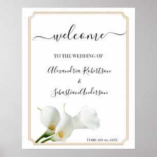 Poster Placa de Boas-Vindas de Casamento com Verde e Líri
