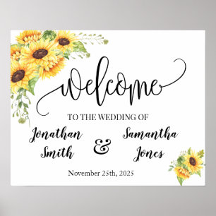 Poster Placa de boas-vindas de casamento country chic gir