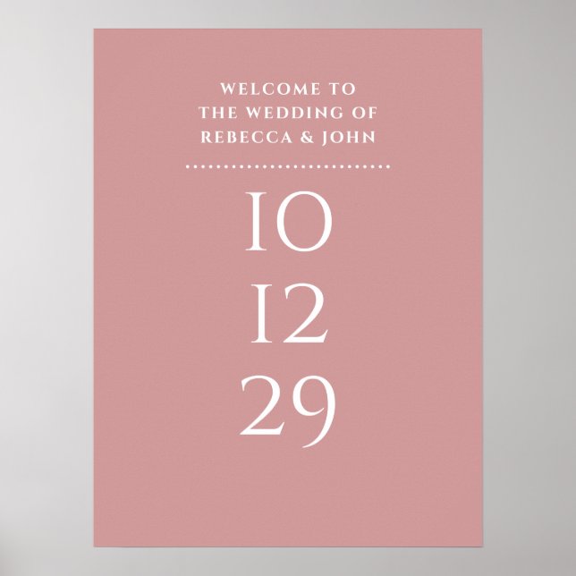 Poster Placa de Boas-Vindas de Casamento Data Especial Ro (Frente)