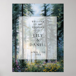 Poster Placa de Boas-Vindas de Casamento de Flores Silves