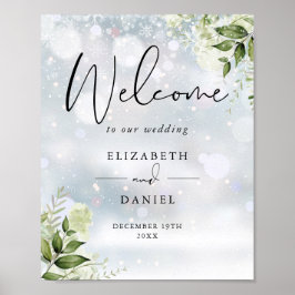 Poster Placa de Boas-Vindas de Casamento de Inverno com V