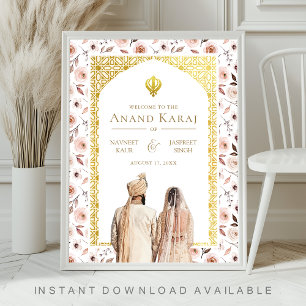 Poster Placa de Boas-Vindas de Casamento Earthy Floral An