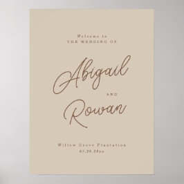 Poster Placa de Boas-Vindas de Casamento em Beige Moderno