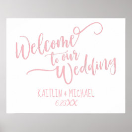 Póster Placa de Boas-Vindas de Casamento em Caligrafia de