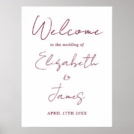 Poster Placa de Boas-Vindas de Casamento em Letra Cursiva