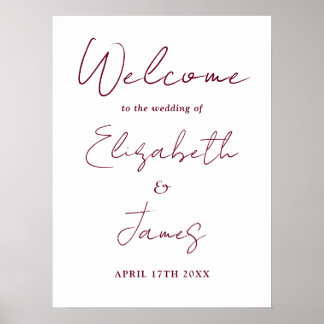 Poster Placa de Boas-Vindas de Casamento em Letra Cursiva