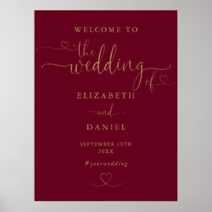 Poster Placa de Boas-Vindas de Casamento em Letra de Cora