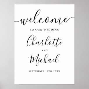 Poster Placa de Boas-Vindas de Casamento em Letra de Form