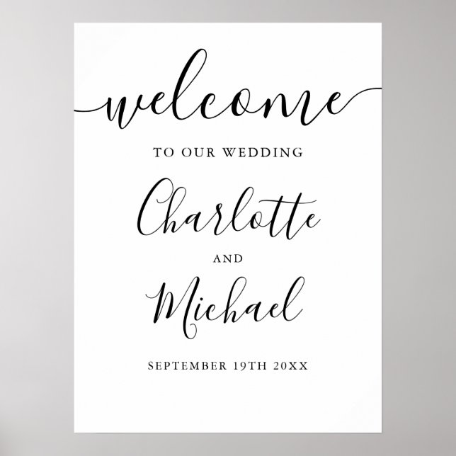 Poster Placa de Boas-Vindas de Casamento em Letra de Form (Frente)