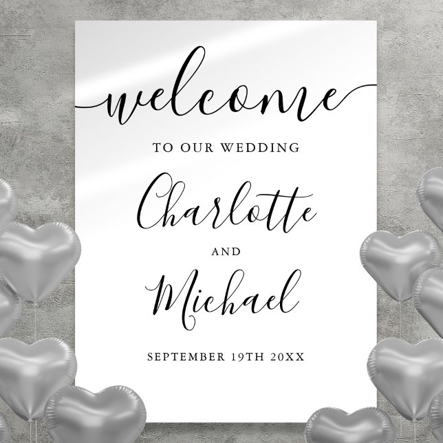 Poster Placa de Boas-Vindas de Casamento em Letra de Form (Minimalist Chic Script Wedding Welcome Sign)