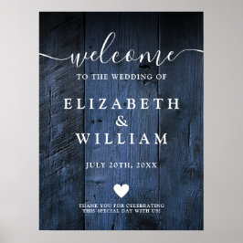 Poster Placa de Boas-Vindas de Casamento em Madeira Rústi