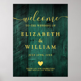 Poster Placa de Boas-Vindas de Casamento em Madeira Rústi