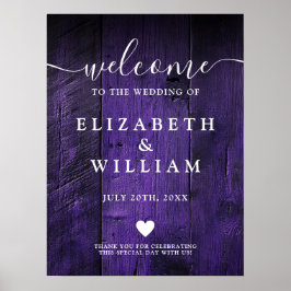 Poster Placa de Boas-Vindas de Casamento em Madeira Rústi