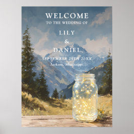 Poster Placa de Boas-Vindas de Casamento em Pote de Pedra